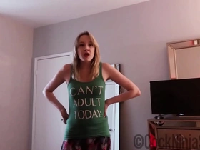 Slutty blonde step-sister repays family debt with wild sex from her innocent brother's POV