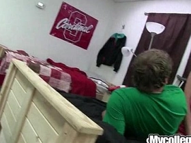 Busty teen gets blowjob and fucked by multiple guys