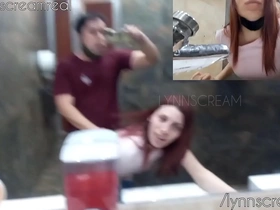 Petite redhead's wild public romp in McDonald's bathroom continues