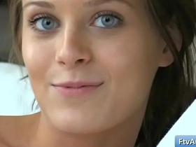 Lana's solo show: adorable brunette with mesmerizing blue eyes and perky tits