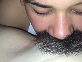 Sexy brunette gets her vagina eaten by her dominant lover