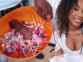 African American nurse seduces with candy, leads to more sinful activities