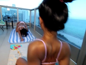 Young Filipina teen Violet Rae enjoys a big black cock at the beach