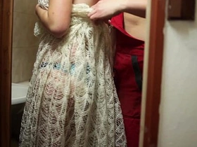 A voluptuous lass receives pleasure from a handyman