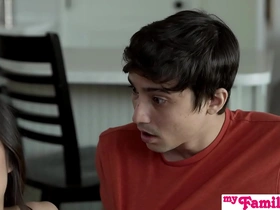 Black-haired beauty gets her tiny holes filled with hot load in MyFamilypies S21:E5