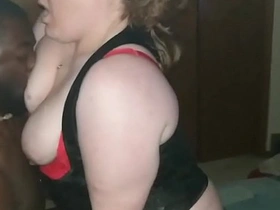 Hot MILF Eva enjoys hardcore BBC sex and creampie, husband watches