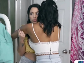 Shorthaired milfs and shaved pussies in interracial hardcore lesbian action
