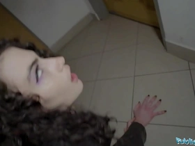 European babe enjoys hardcore sex and spanking in public