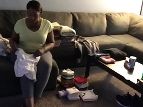 Arousing house-worker gets a break from chores and a surprise visit from her lover