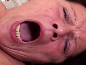 Horny granny gets wild in latex and doggystyle